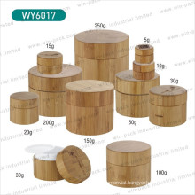 Empty Round Real Bamboo Cosmetic Cream Jar with PP Inner Jar